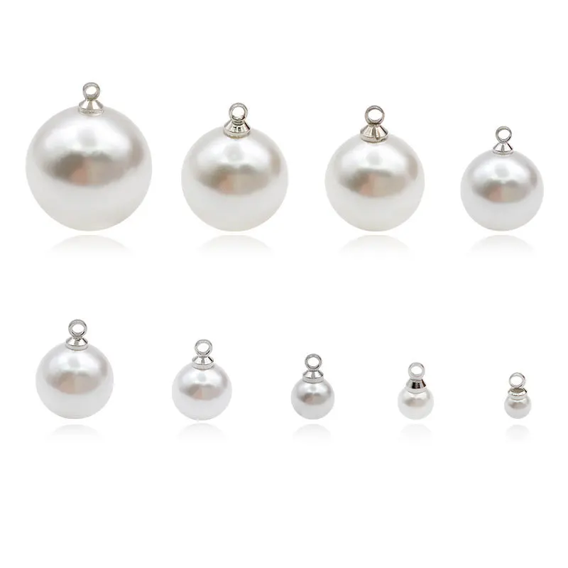 50pcs KC/White K/Silver Hanging Hat Charms Beads Fashion Jewelry Pearl Pendant for Necklace DIY Handmade Accessories Wholesale