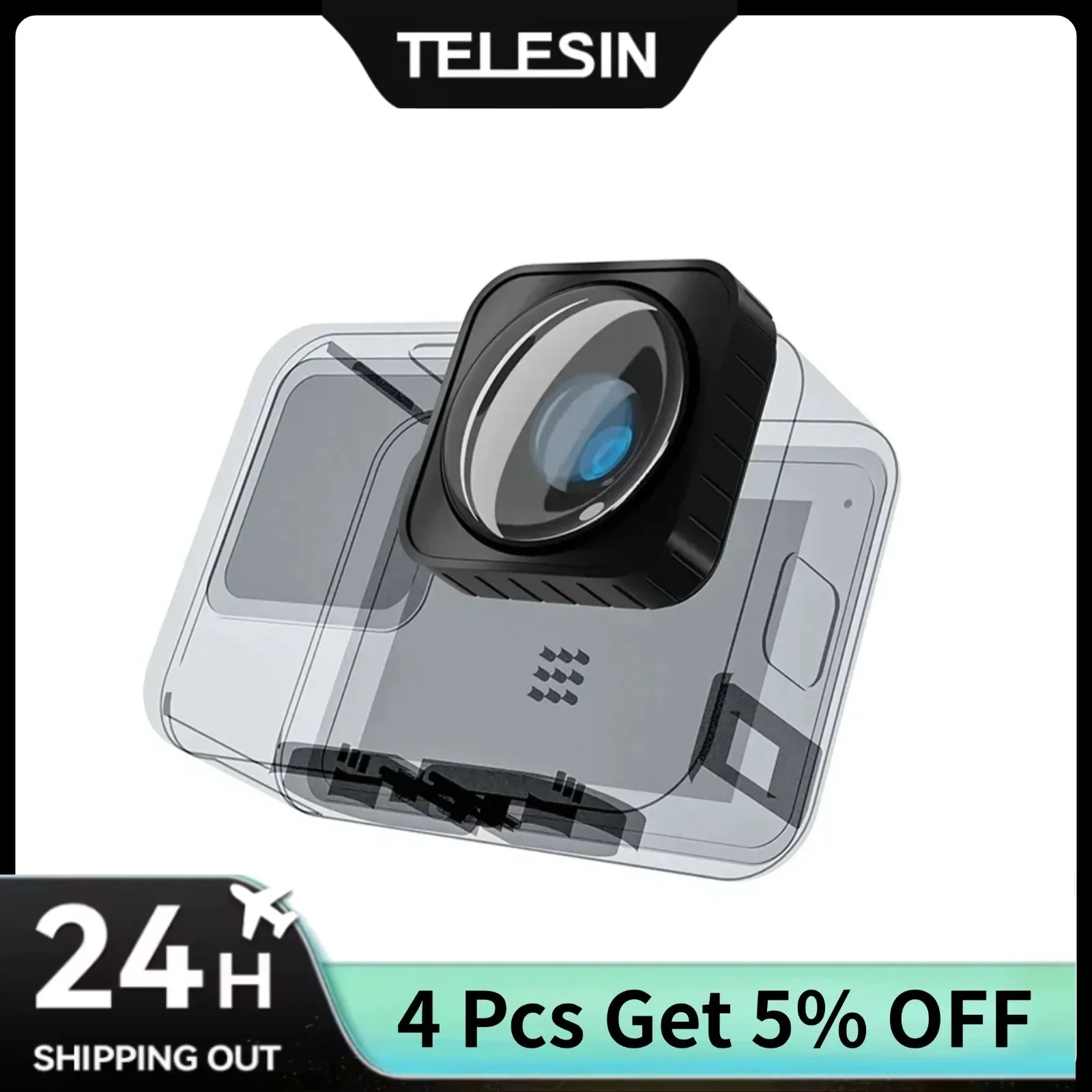 

Мод объектива TELESIN Max для GoPro Hero 12, 11, 10, 9, аксессуары, ультраширокоугольные водонепроницаемые аксессуары для экшн-камеры с защитой от сотрясений