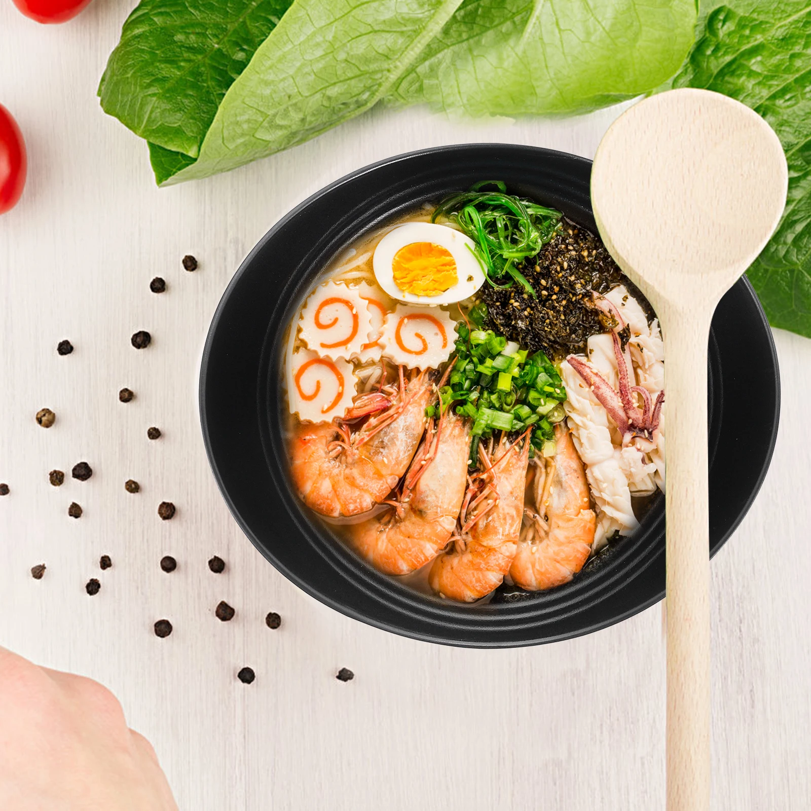 

4Pcs Healthy Ceramic Ramen Noodle Bowls Exquisite Design Easy to Clean Multipurpose for Soup Cuisine Food Tableware