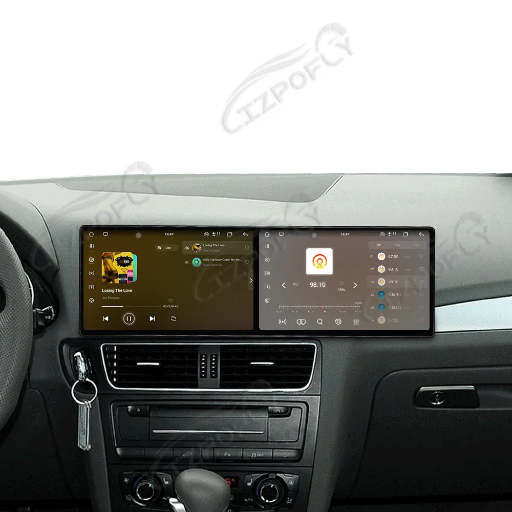 

9,1-дюймовый автомобильный радиоприемник с двойным экраном Android для Audi Q5 High Spec 2009-2017 CarPlay Мультимедийный видеоплеер Автомобильный GPS-навигатор Стерео