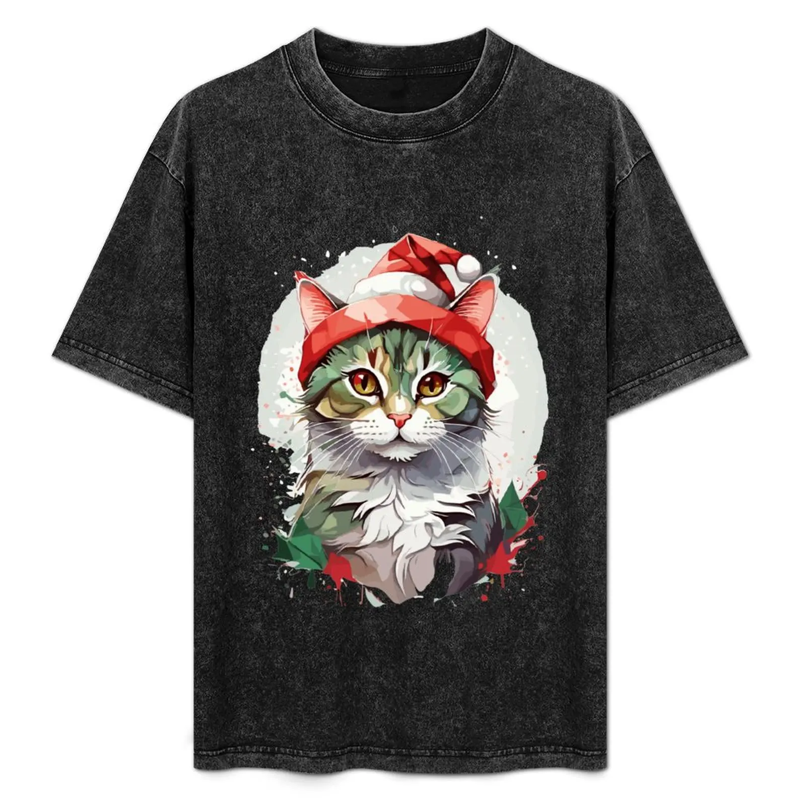 

Cat in Christmas Hat T-Shirt funny costumes Clothing custom t shirt plus size tops sweat shirts, men