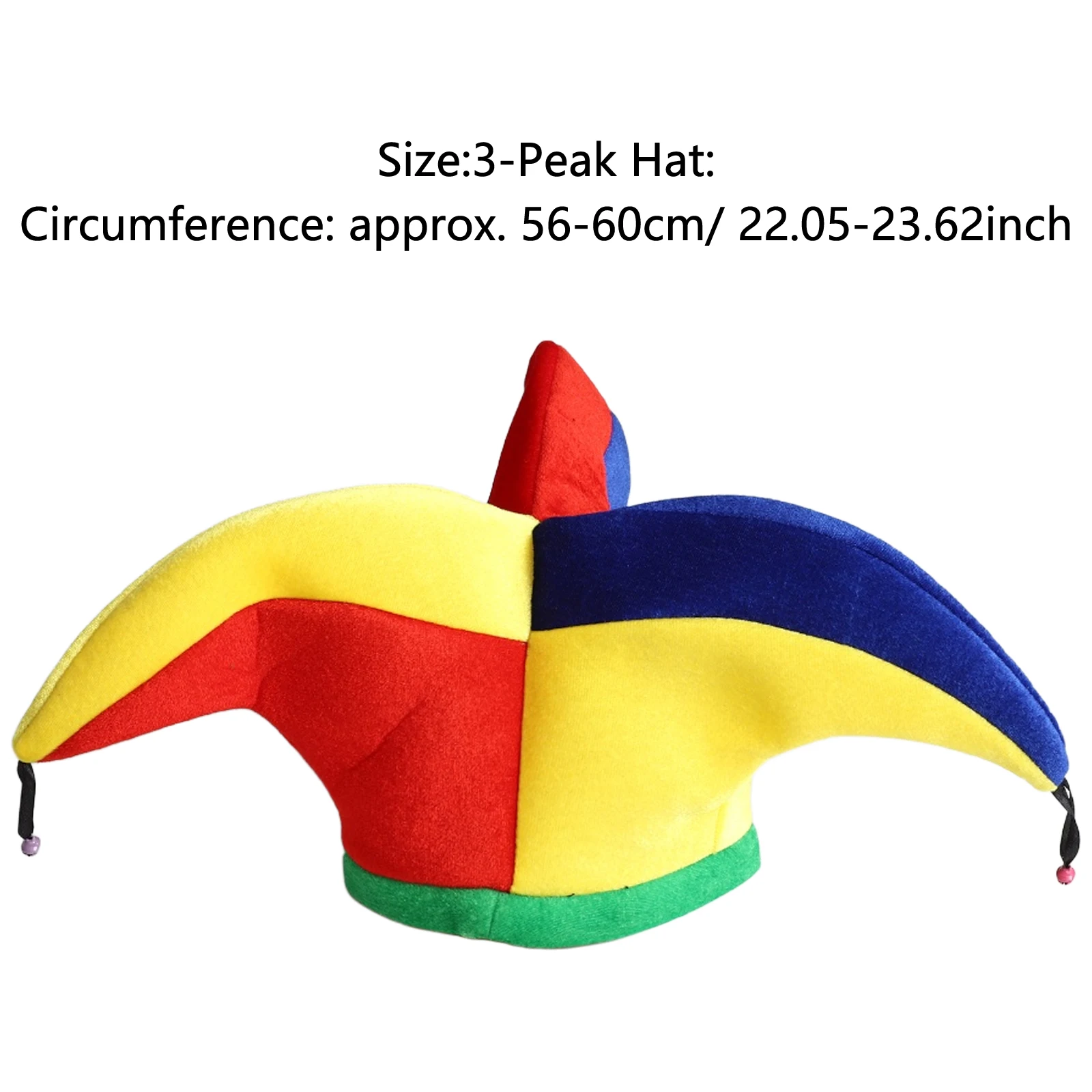 Fancy Clown Hat Mardi Gras Hat Peaks Bells Jesters Hats Cap Adult Kids Masquerade Halloween Party Cosplay Costume Accessories