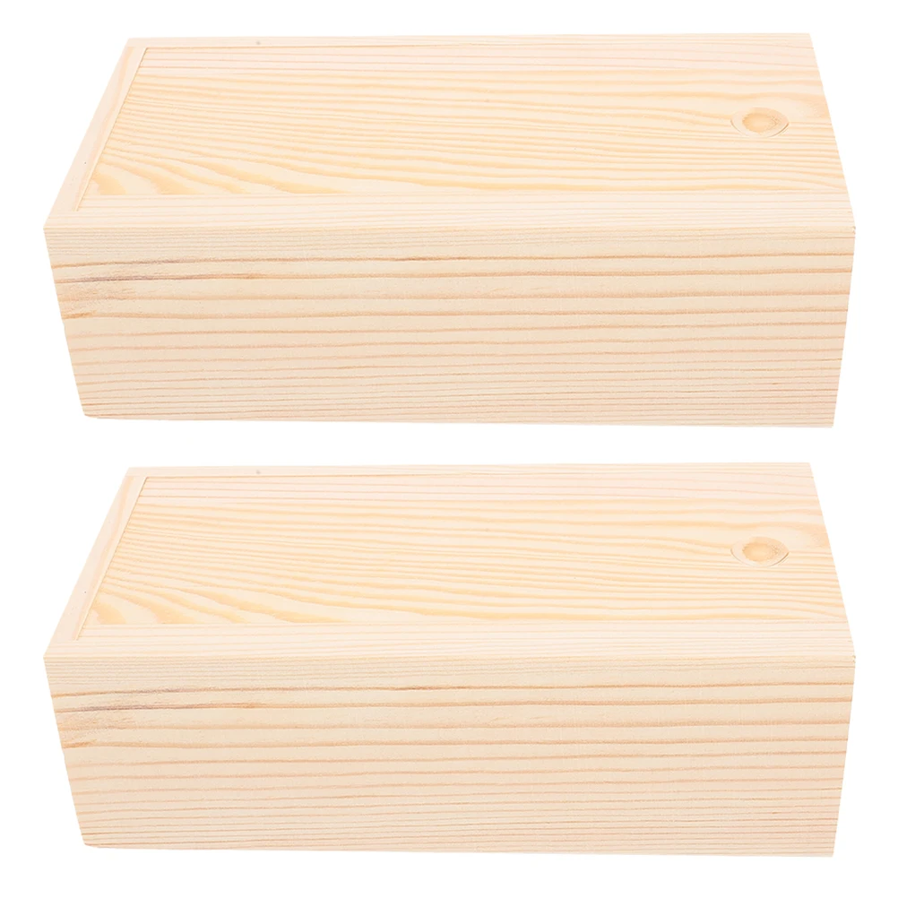 

2pcs Pine Wood Pull-out Boxes Unfinished Wooden Crates Small Storage Bins Beige Compact DIY Sliding Lid Jewelry Keepsake Craft