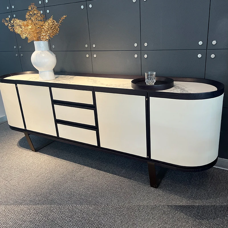 Retro solid wood sideboard for family hotel restaurant storage bedroom