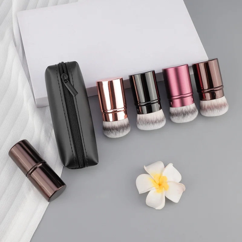 

Convenient Travel Short Handle Retractable Makeup Brush withPUZipper Bag Multifunctional Foundation Brush Powder Brush Beauty