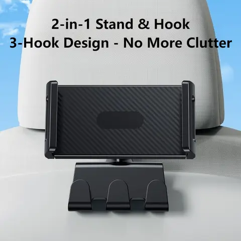 Oatsbasf Supporto per tablet per schienale seggiolino auto con ganci per Tesla Model 3/Y/3 Staffa per telefono per auto Highland per iPhone iPad da 4,7-13"