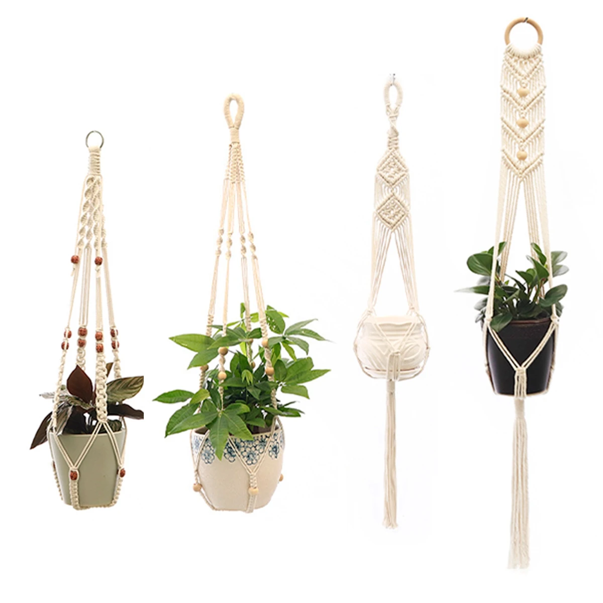 

Macrame Handmade Plant Hanger Baskets Flower Pots Holder Balcony Hanging Planter Basket Decor Lifting Rope Home Garden Supplies