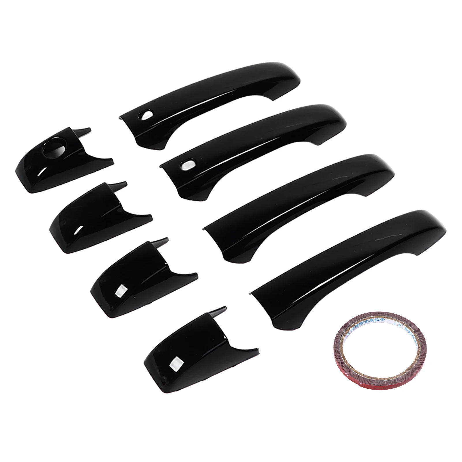 8pcs Gloss Black Door Handle Decor Cover Trim Replacement For Jeep Patriot Grand Cherokee Durango