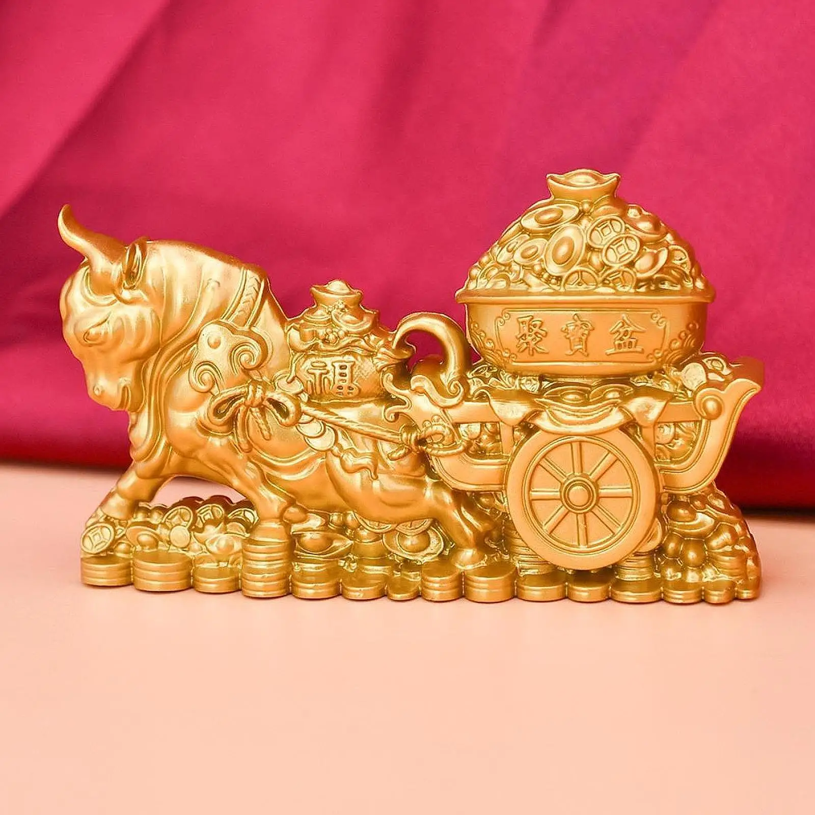 

Ox Cart Cornucopia Statue Decorative Figurine for Table Centerpiece Bedroom