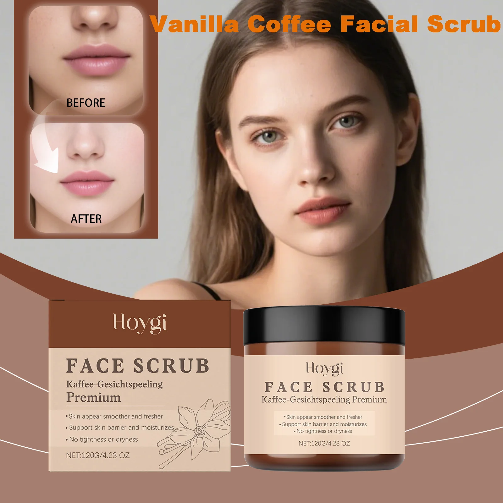 Vanilla Coffee Facial Scrub Deep Cleansing Oil Control Face Exfoliator Dual Scrubbing Particles Nourishing Smooth Glowing Skin