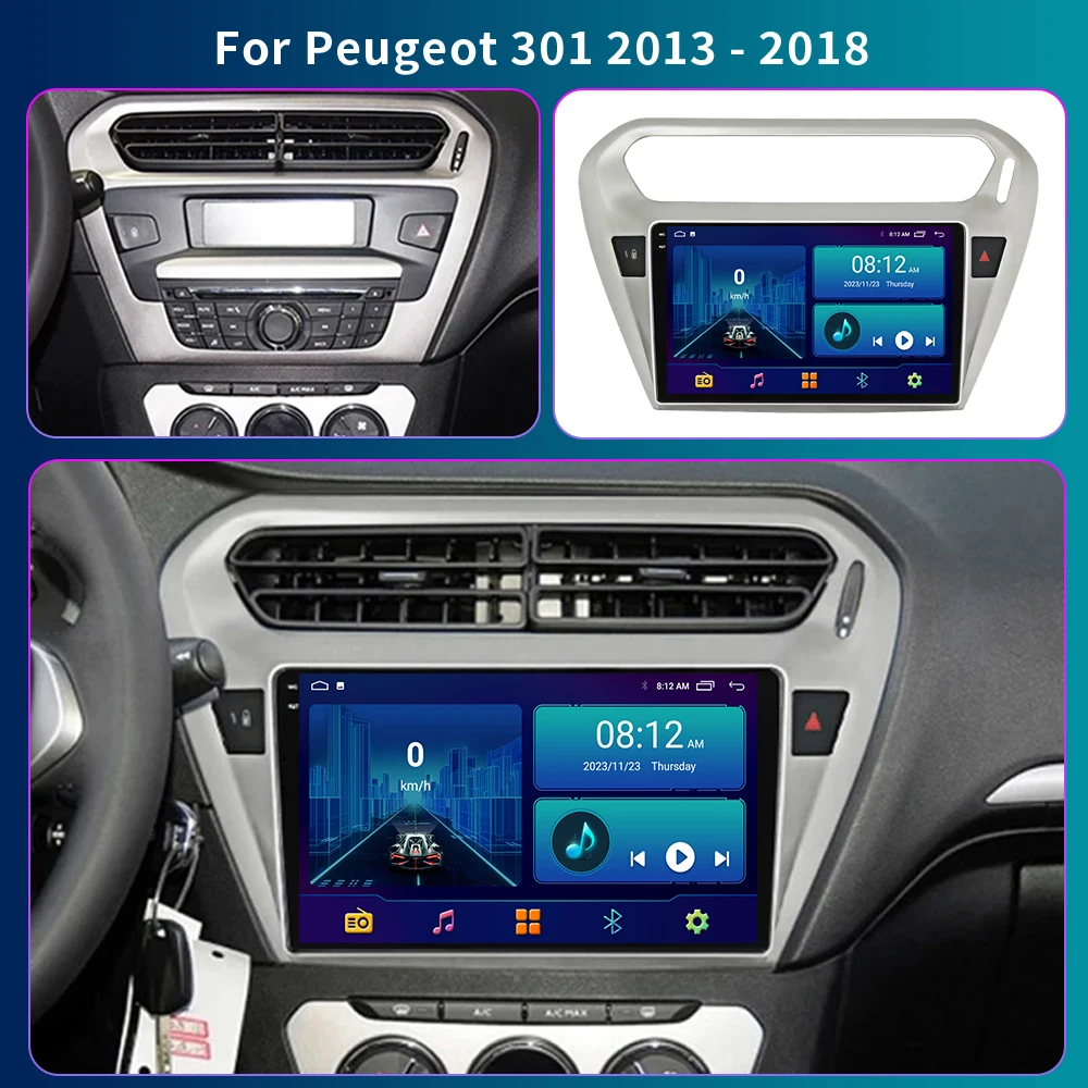 2din Android 13 For Peugeot 301 Citroen Elysee 2013-2018 Car Radio Multimedia Video Player Navigation CarPlay GPS autoradio 4G