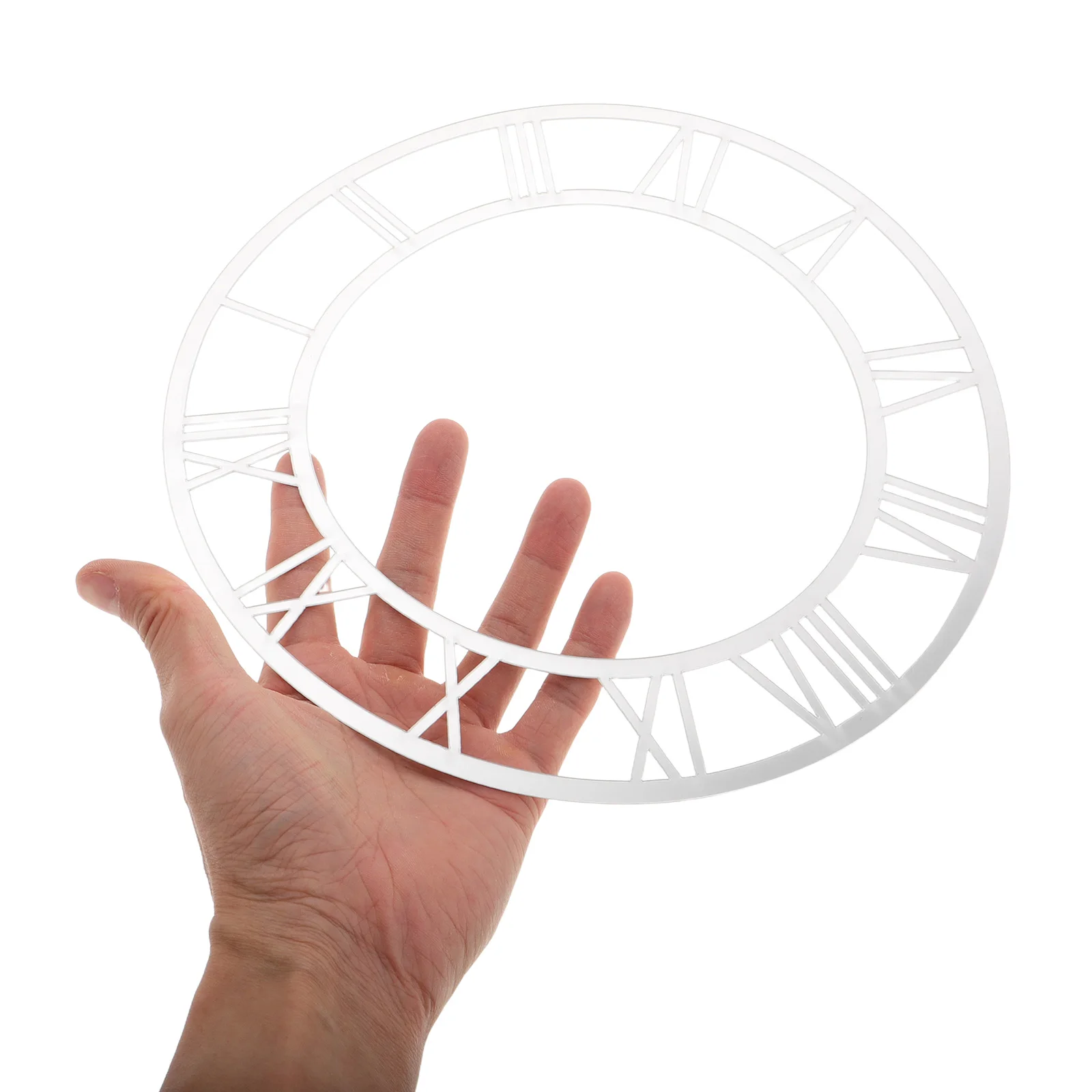 

Wall Sticker Digital Clock Acrylic Mirror Dial Round Roman Numerals Silver Face Quartz Decor Clocks Stylish Living Room
