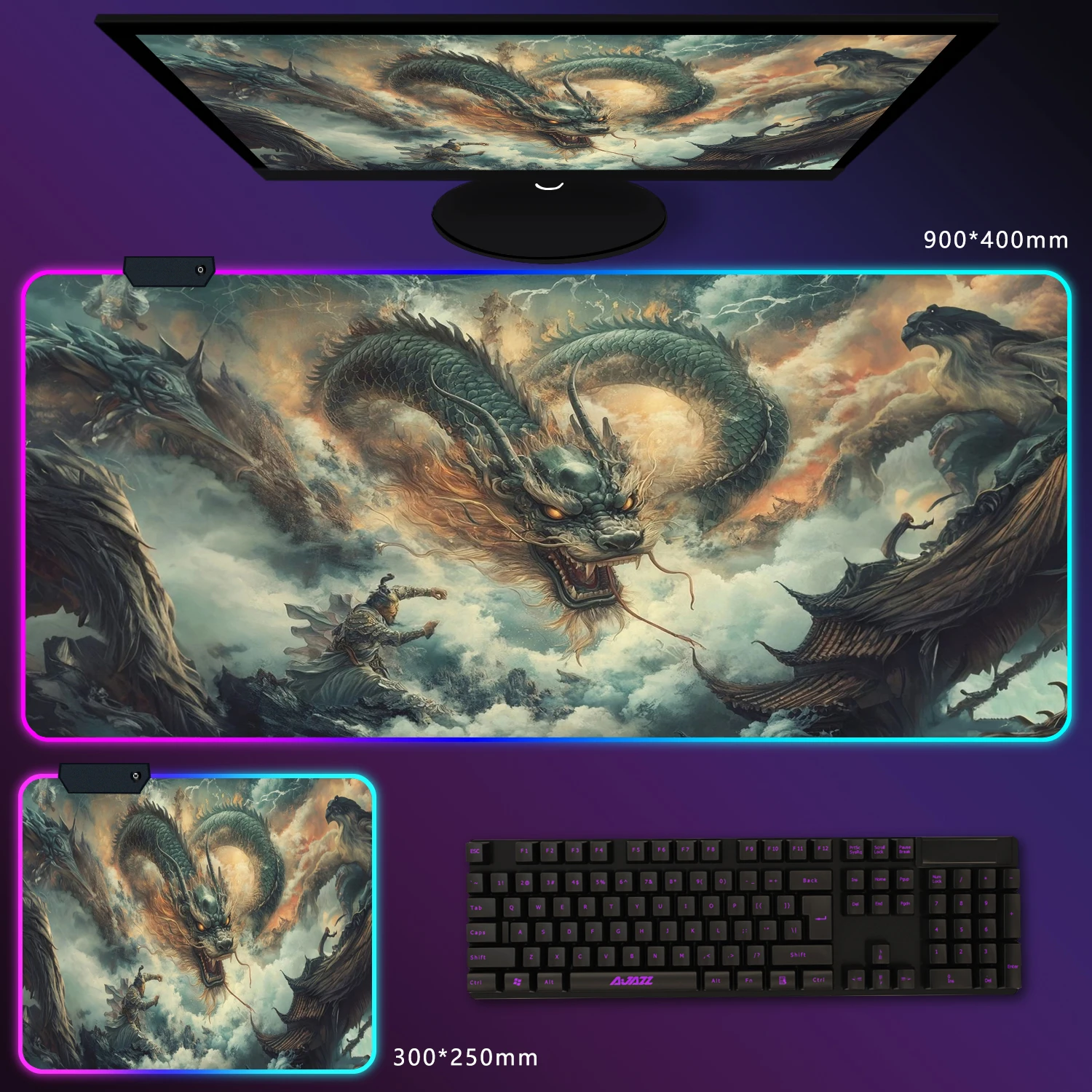 RGB Gaming mousepad large rubber non-slip desk mat PC mechanical keyboard protection mats entertainment office universal rug LED