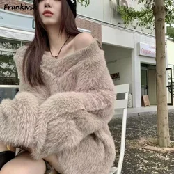 Ulzzang Plush Pullovers Women Various Colors Warm Knitted Sweater Gentle Baggy Casual Soft Autumn Winter Jumper Lazy Streetwear