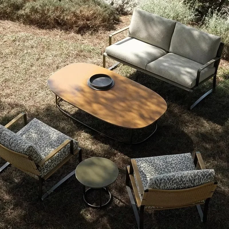 Outdoor villa courtyard sofa combination leisure furniture modern simple design waterproof and sunscreen Nordic open-air balcony