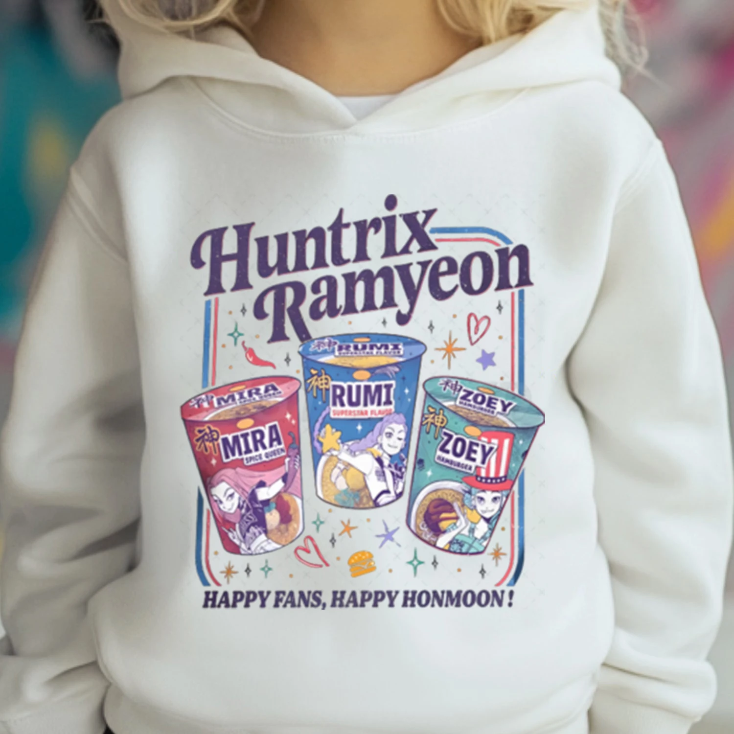 

2025 Kpop Demon Hunters Hoodies Huntrix Ramyeon Graphic Girls Boys Sweatshirt Anime K-pop Demon Hunters Pullover Kids Clothes