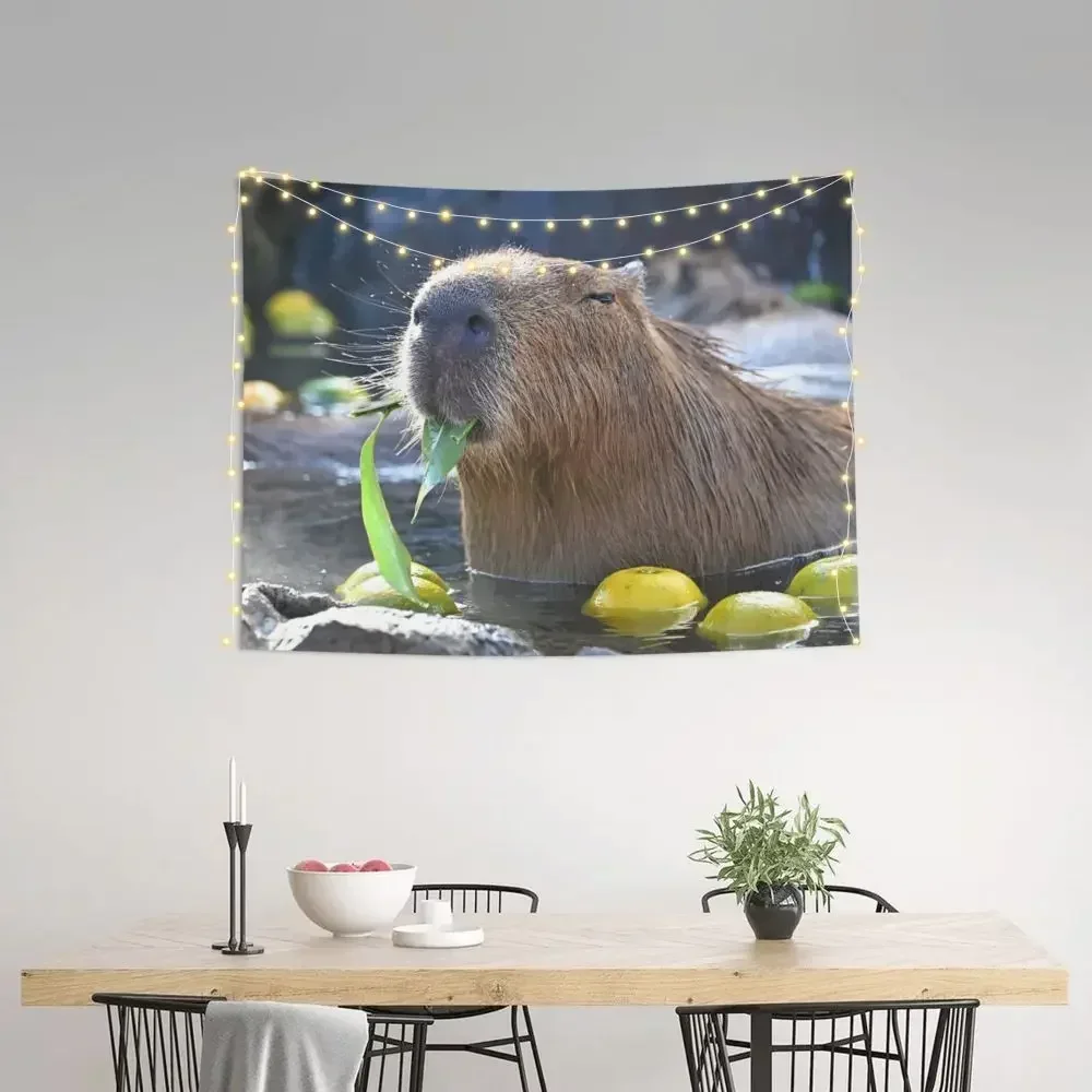 Capybara Tapestry Wall Hanging Hippie Polyester Wall Tapestry Cute Animal Fantasy Throw Rug Blanket Room Home Decor200x150cm