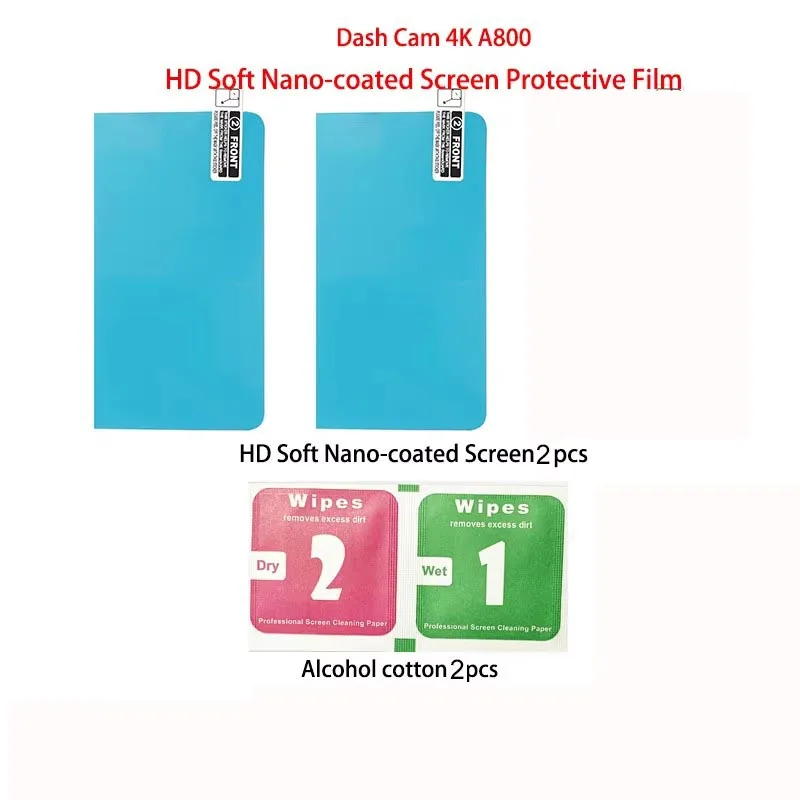 for 70Mai 4K A810 A800SE a800s a800 HD Soft Nano-coated Screen Protective for 70Mai Dash Cam Film Nano proof Film 2PCS - Image 6
