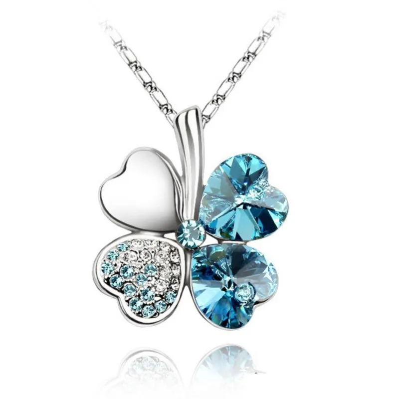Crystal 4 Four Leaf Leaves Clover pendant necklaces lover birthday gift quality fashion jewelry dropshipping charm girls wedding