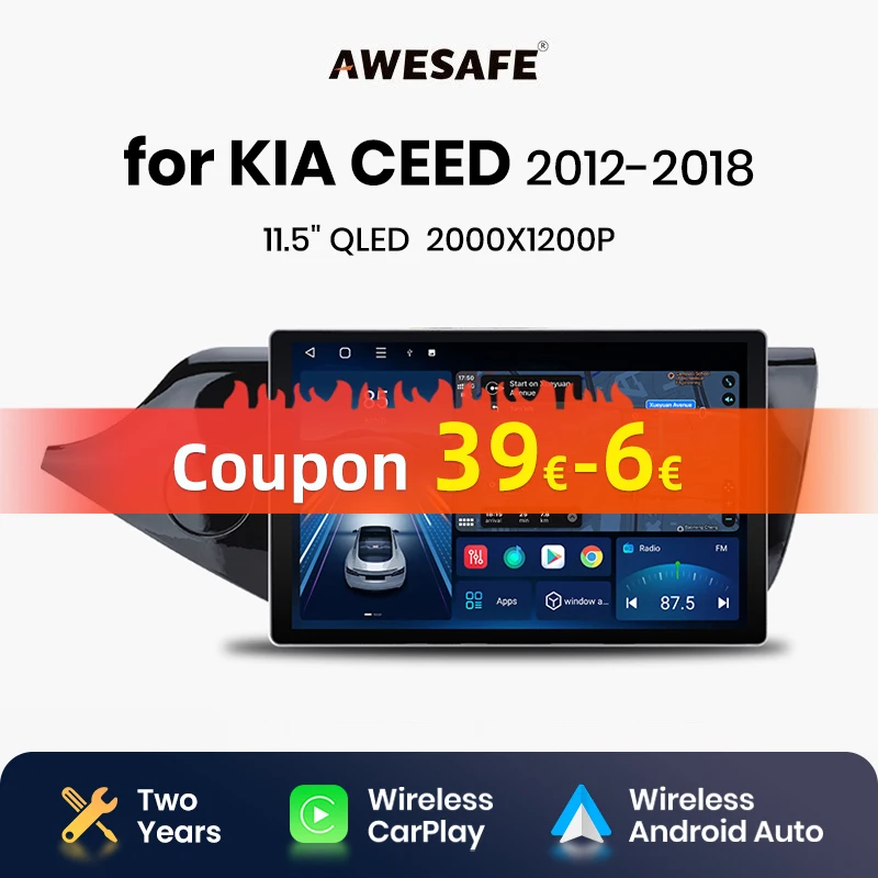 AWESAFE X7 PRO 11.5“ 2K AI Voice Wireless CarPlay Android Auto Car Radio for KIA CEED JD Cee'd 2012-2018 Multimedia autoradio