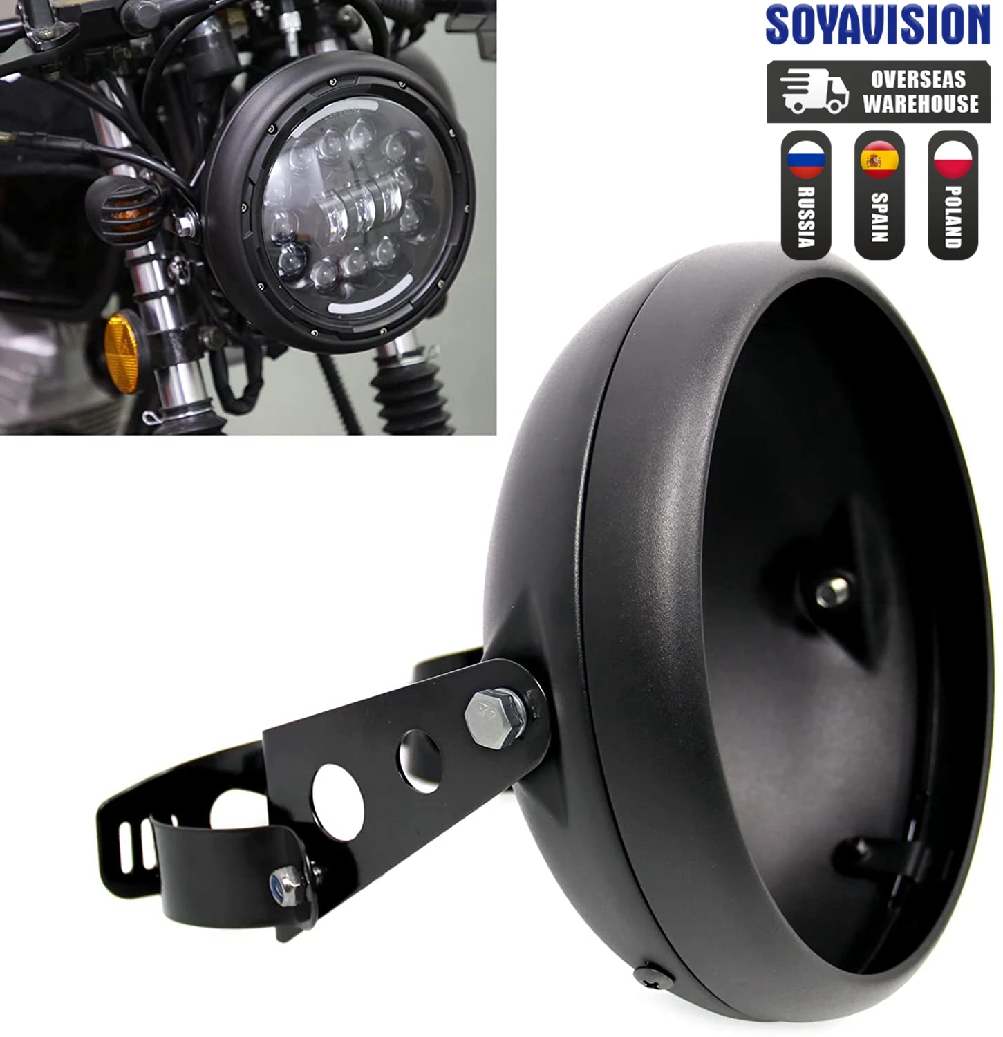 Universal 7" Led Car Motorcycle Headlight Shells 7 inch led Light Housing Bucket For KAWASAKI Honda Yamaha Chopper Cafe Racer