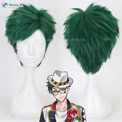 Anime Trey Clover peruka do Cosplay krótkie zielone peruki Anime odporne na ciepło syntetyczne włosy Halloween peruki + czapka z peruką