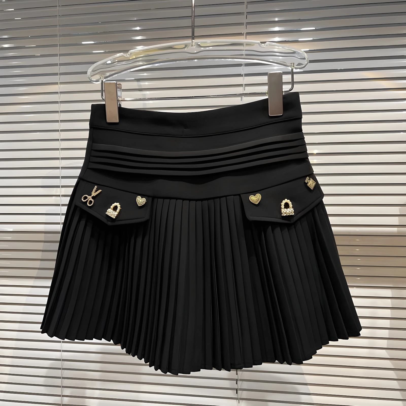 

Metallic Decorated Double ket Pure Color Midi Skirt Women's Faion 2025 Autumn New Sle A-Line ort Skirt