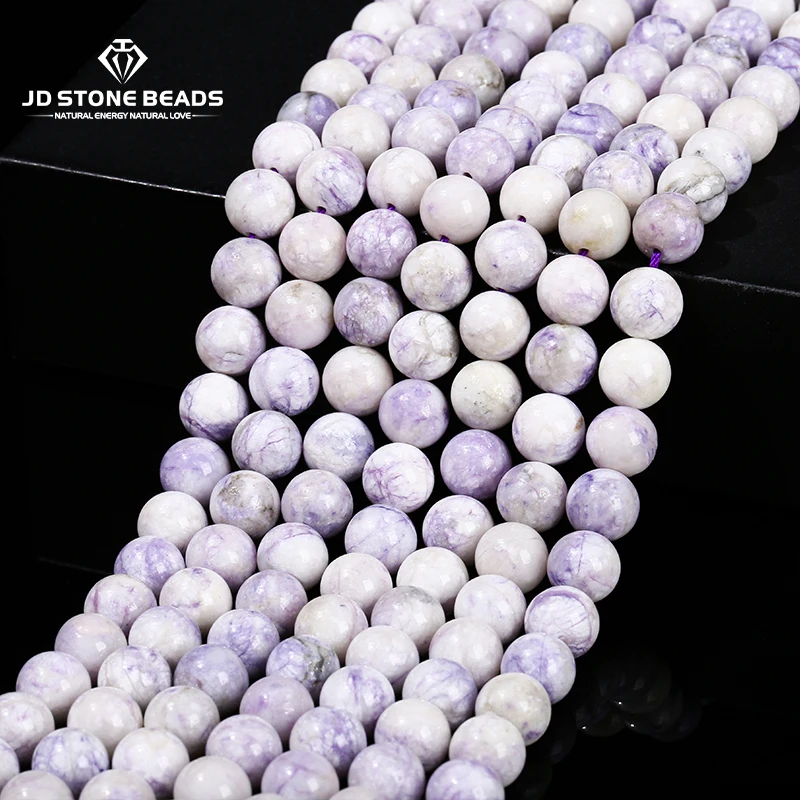 8mm Natural Purple Turquoise Beads Round Loose Spacer Seed Bead For Jewelry Making Diy Necklace Bracelet Accessory Finding 15"