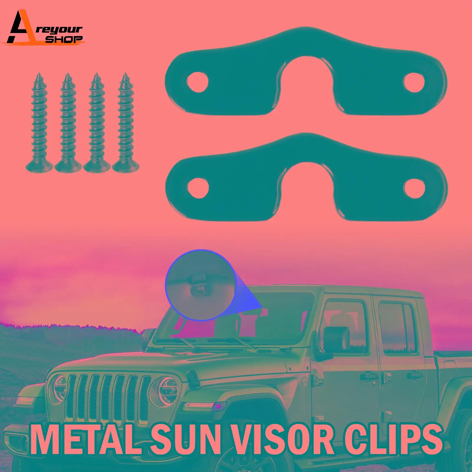 Areyourshop 2PCS Metal Sun Visor Clips for Jeep JK JL JT Gladiator Wrangler 2018-2022 Car Accessories Parts