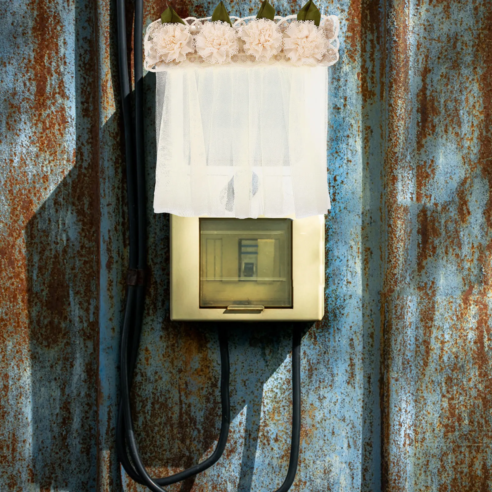 

Миниатюрная декоративная тканевая занавеска для электрического щитка, крышки выключателя, счетчика, настенного крепления, скрытия, из прозрачного тюля, сетки, кружева