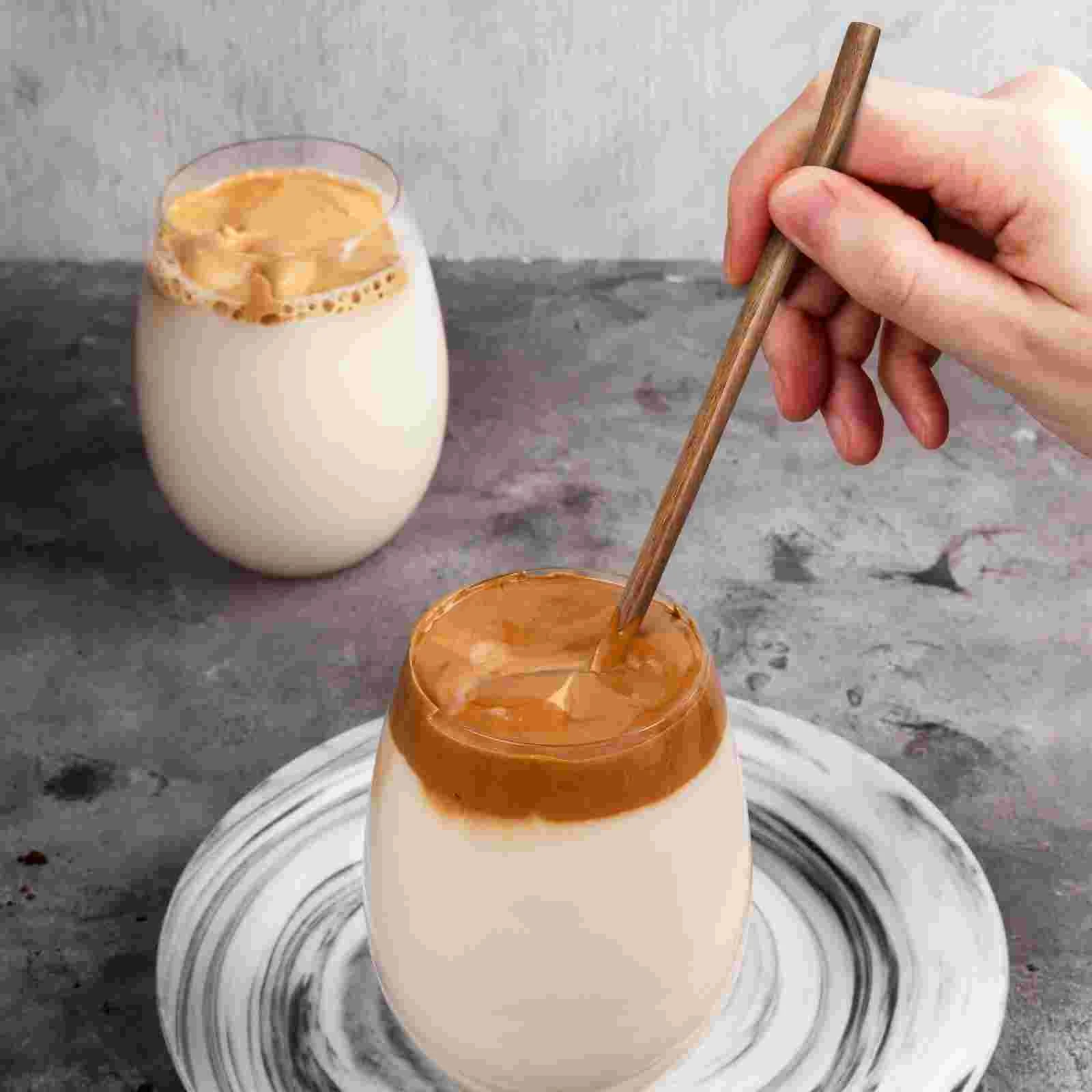 2 PCS Stirrer Coffee Stirring Spoon Long Handle Wooden Round Tablespoon Japanese Style Travel Baby