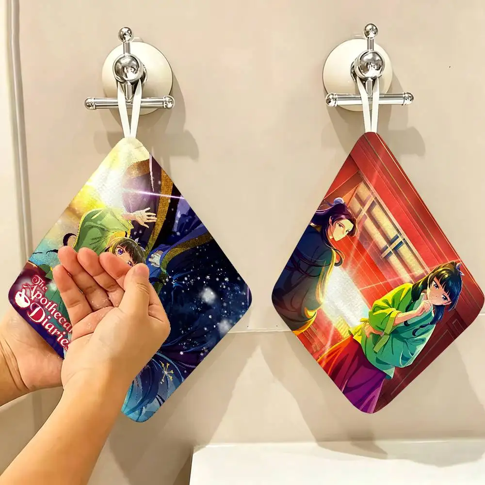 Anime The Apothecary Diaries Polyester Cotton Hand Wiping Towel, Hanging Design, Durable for Household Restaurant Toilet Use