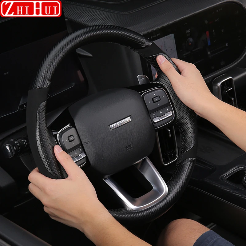 For Haval Dargo I 2022-2024 1st Gen Car Styling Hand-sewn Non-Slip Leather Steering Wheel Cover Interior Auto Accessories