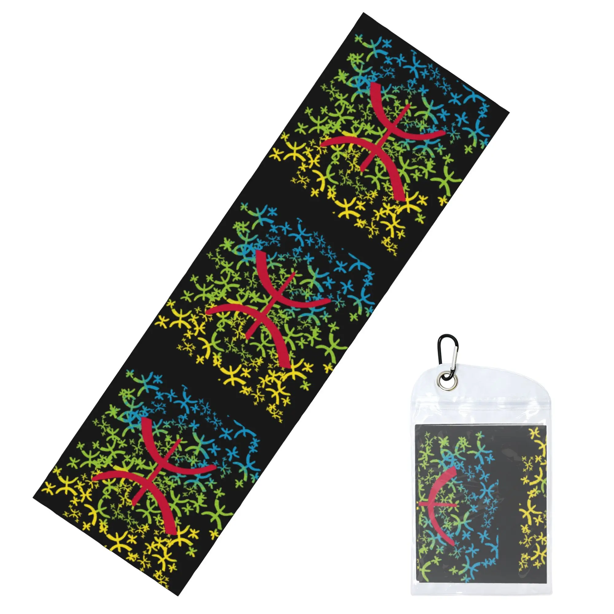 Drapeau Amazigh Avec Yaz Motifs Cold Exercise Towel Face Towel Quick Dry Amazigh Geometric Pool Breathable Cold Towel