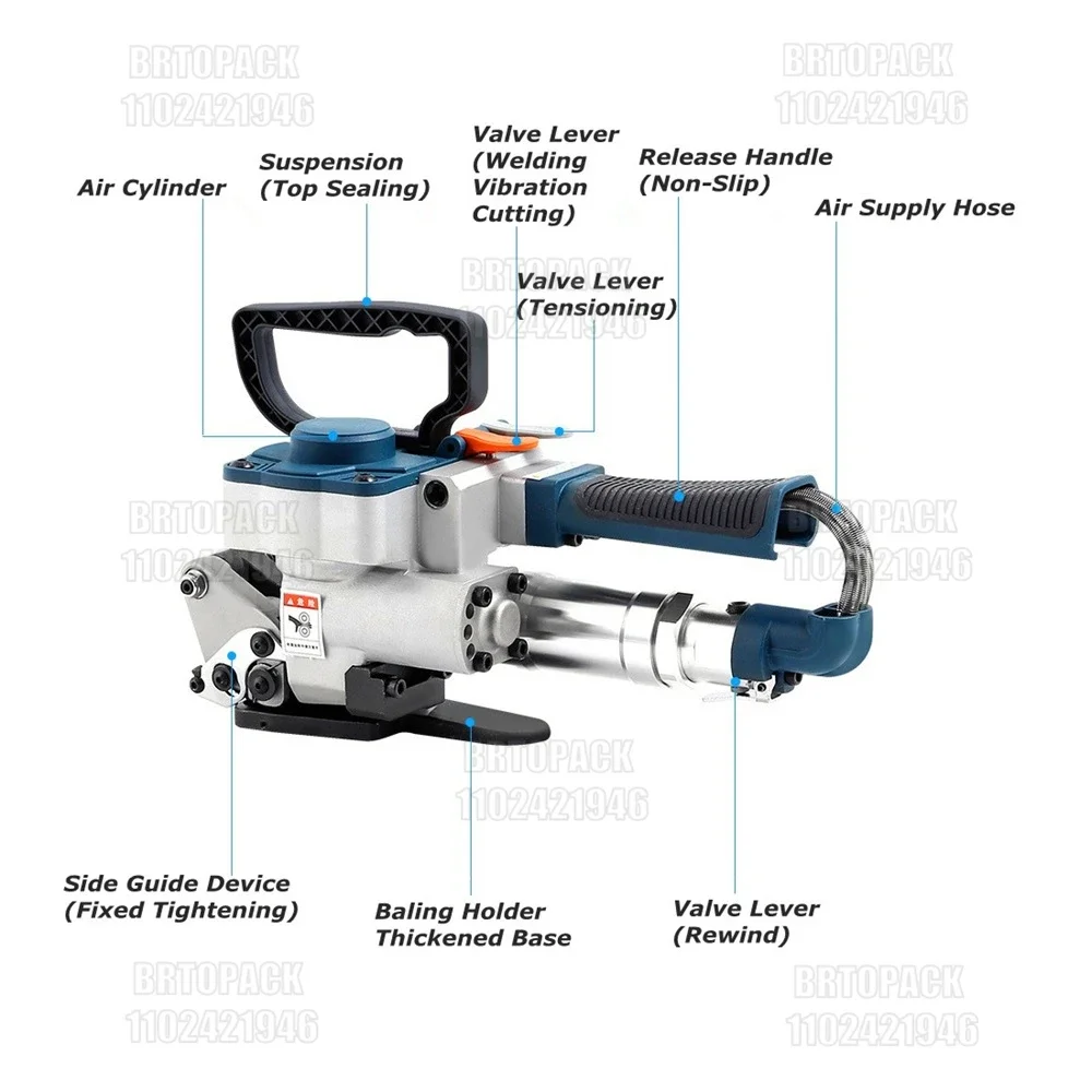 B25 Pneumatic Strapping Tool Portable Hand Held Banding Tools For 19-25MM PET Straps Packaging Machine