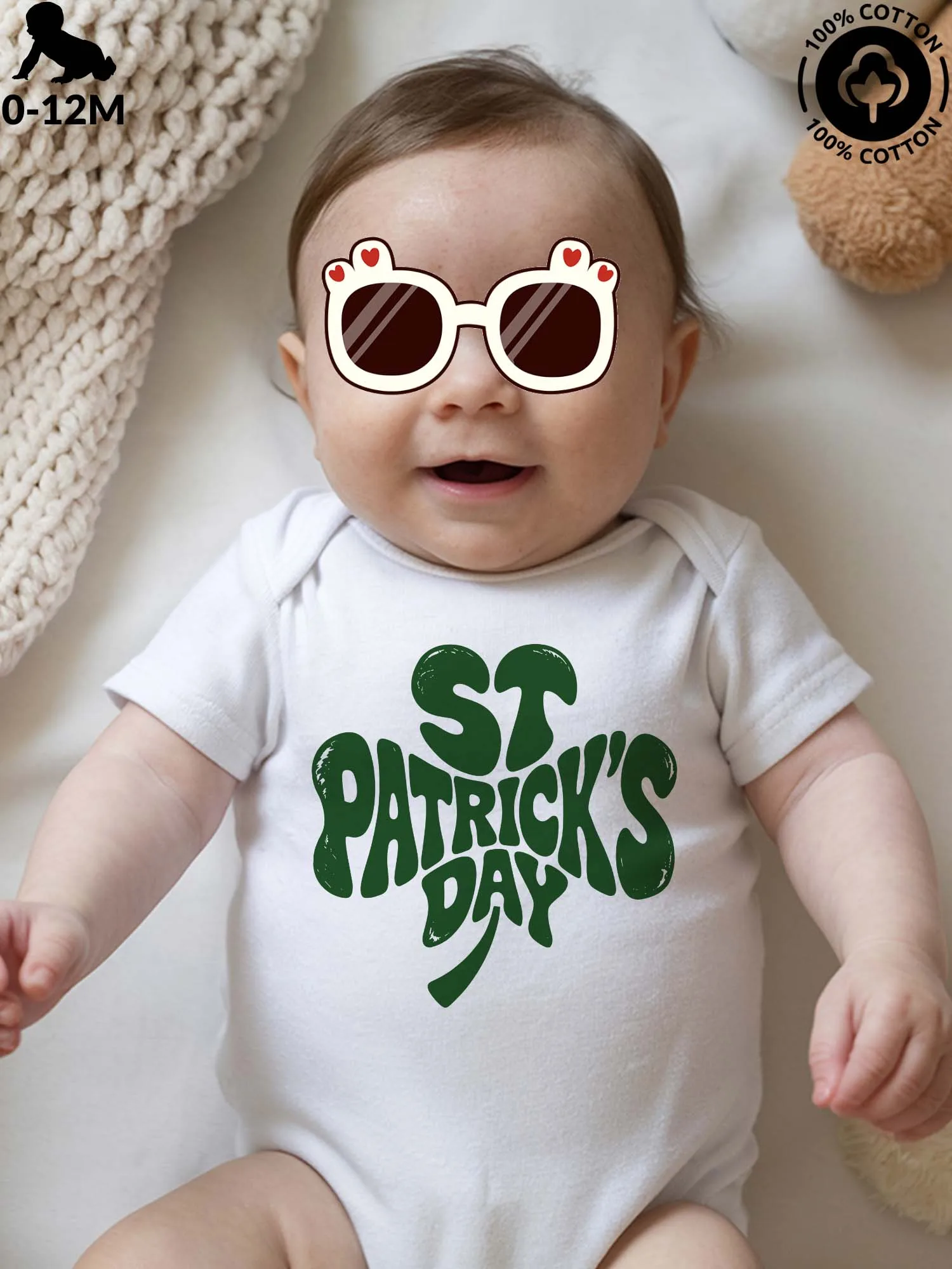 

Детский костюм унисекс для ползания ко Дню Святого Патрика, мягкий комбинезон из чистого хлопка, белое боди для всей семьи 190GSM