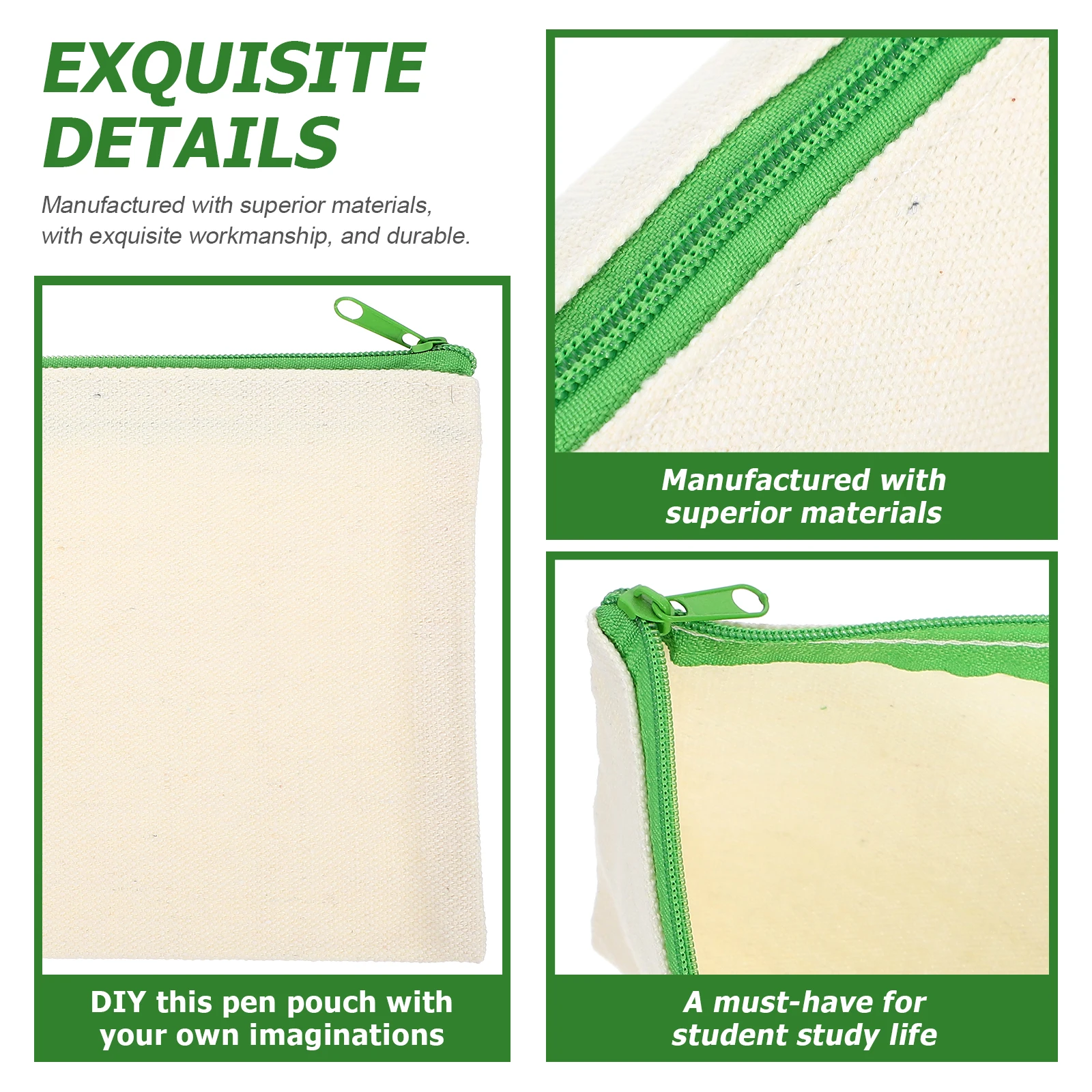 

10 Pcs Portable Canvas Pencil Bag Student Toiletry Handheld Small Pouch