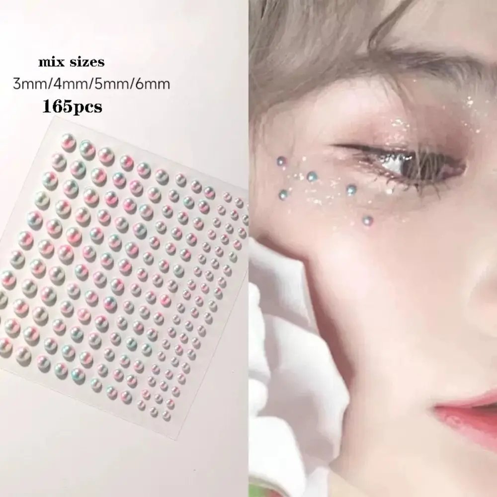 Self Adhesive Hair Pearls Stick Mix 3mm/4mm/5mm/6mm Pearls Pearls Stickers Beige Beautiful Face Pearls Stickers