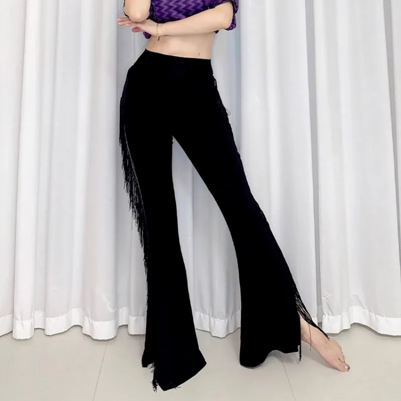 Customized Belly Dance Costumes Practice Dress Sexy Bat Sleeve Top Mid Sleeve Versatile Modal High Waist Tassel Pants
