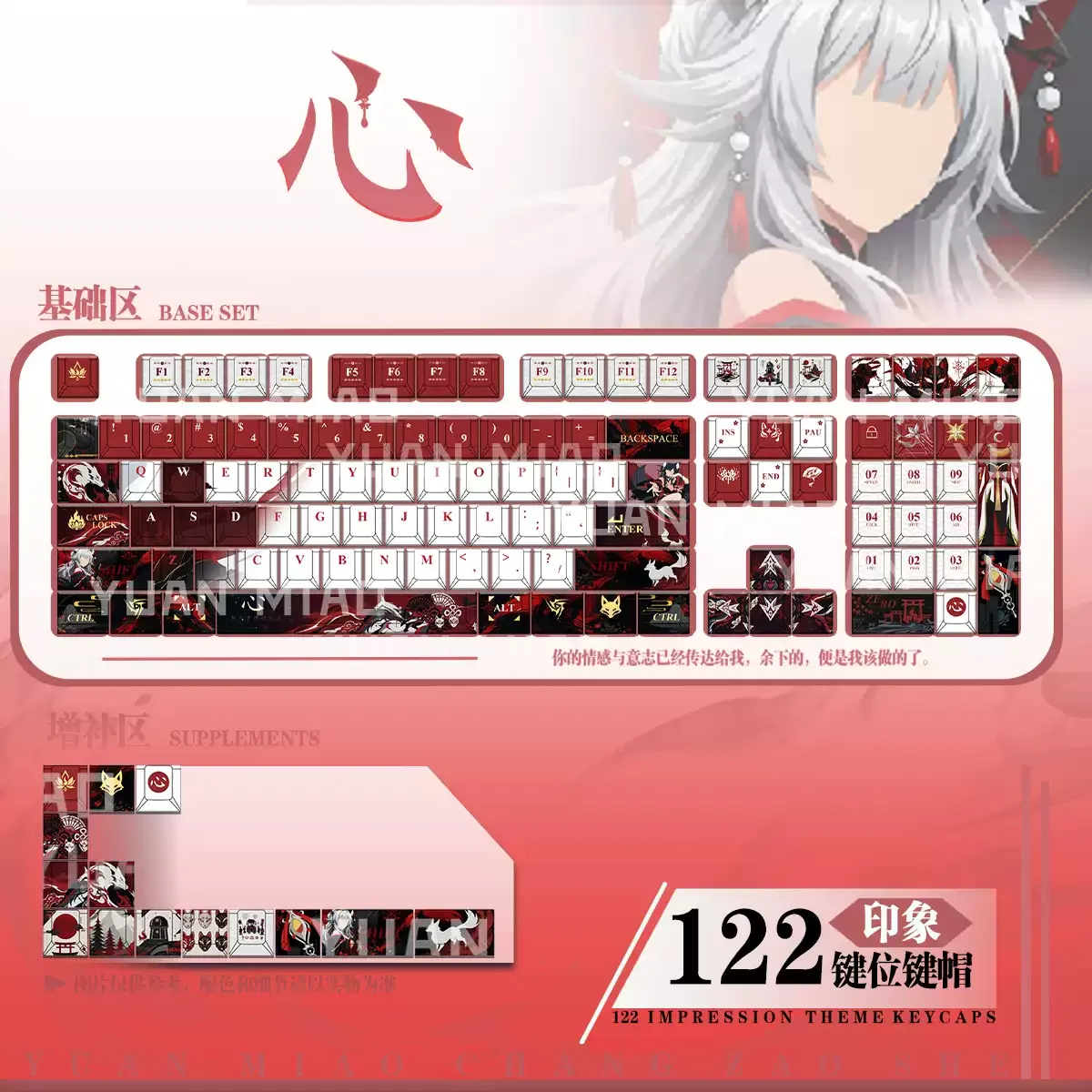 Wuthering Waves Xin Cosplay Anime PBT Keyboard Cap Kforce Front Light Transmission Original Keycap Desktop Ornament Game Gifts