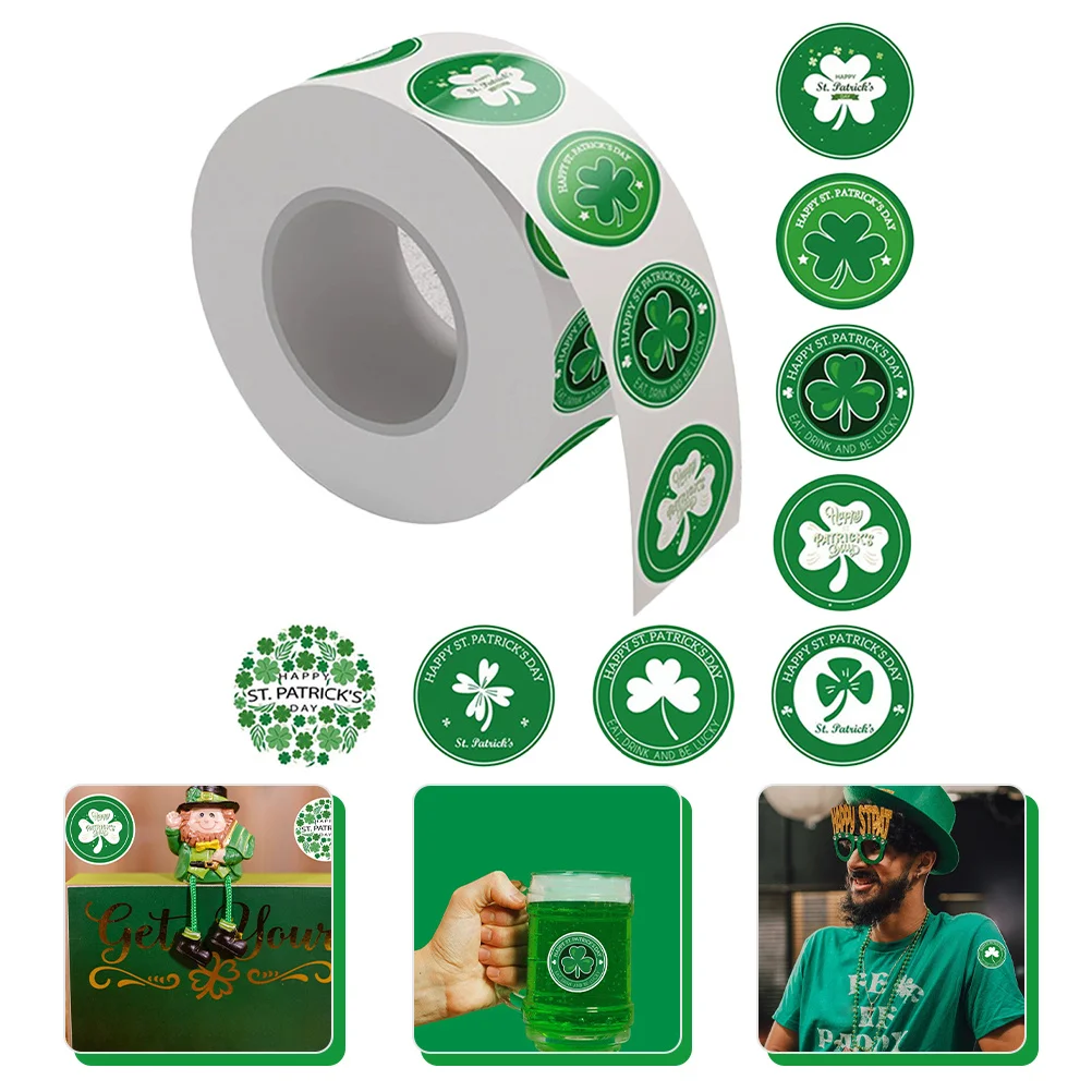 500Pcs Shamrock Stickers St Patrick's Day Theme Decals for Windows Doors Cars Gift Boxes Holiday Decoration Festive Party Favors