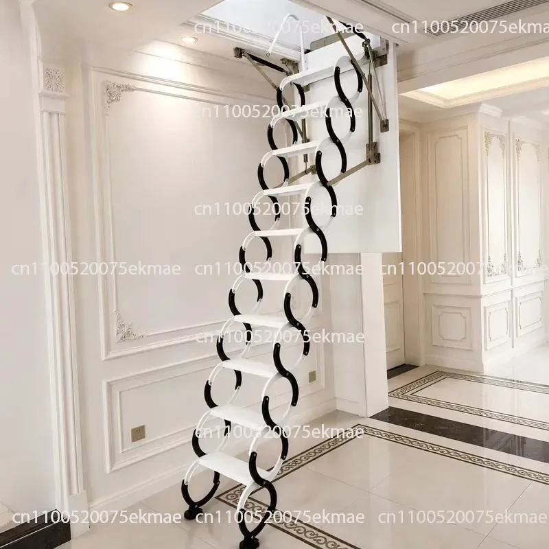 300Kg Manual Folding Loft Ladder Carbon Steel Retractable Loft Ladder Drop-down Ceiling Access Stairs