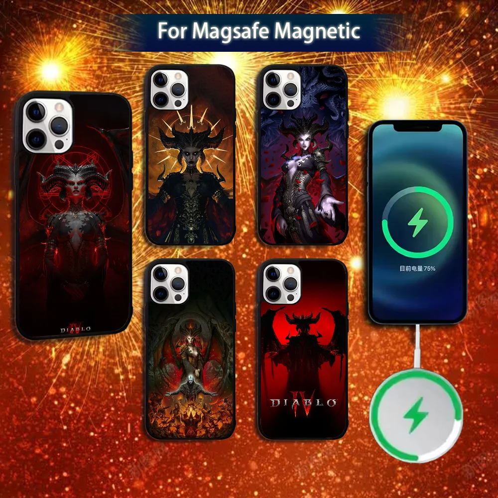 

L-Lilith D-Diablo 4 Phone Case For iPhone 16e,16,15,14,13,12,11,Plus,Pro,Max,Mini Magsafe Magnetic Wireless Charging