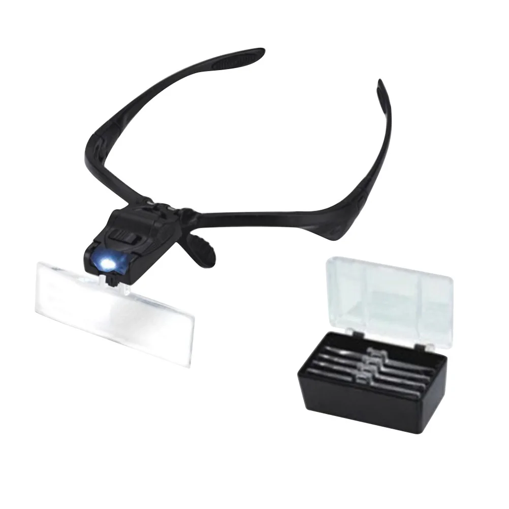 1 قطعة تطعيم رمش مصباح الجبين يمكن ارتداؤها مكبر للصوت مصباح ليد انفصال عدسة متعددة التكبير للمحترفين