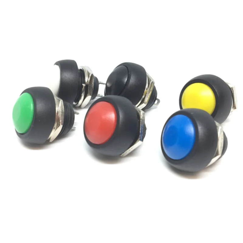 10Pcs 2Pin Mini Schalter 12Mm 1A Wasserdichte Schalter PBS-33B 12V Momentary Push Button Schalter Reset Nicht-verriegelung PBS-33B-X64A
