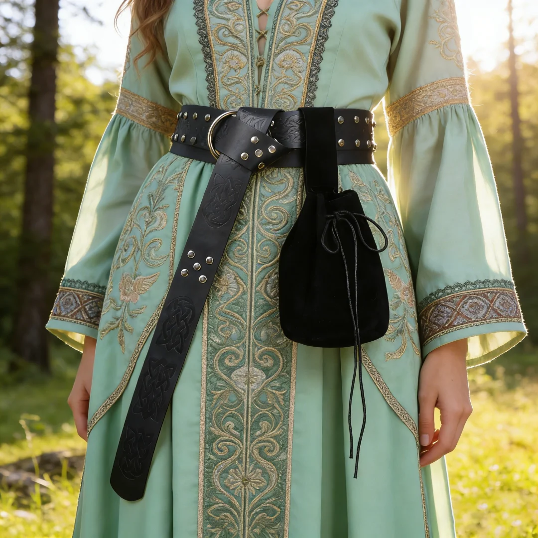 Medieval Steampunk Leather Drawstring Coin Bag Nordic Viking Pirate Purse Jewel Pouch Renaissance Accessory for Women Men