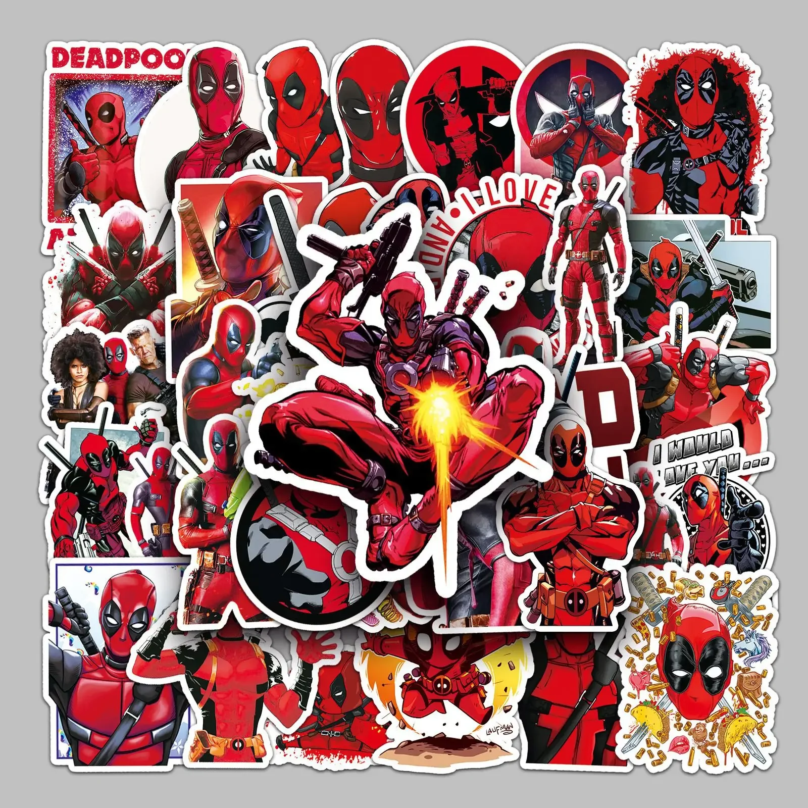 สติกเกอร์กระเป๋าเดินทางรูปการ์ตูน Marvel Deadpool 50ชิ้นสติกเกอร์กราฟฟิตีกันน้ำ