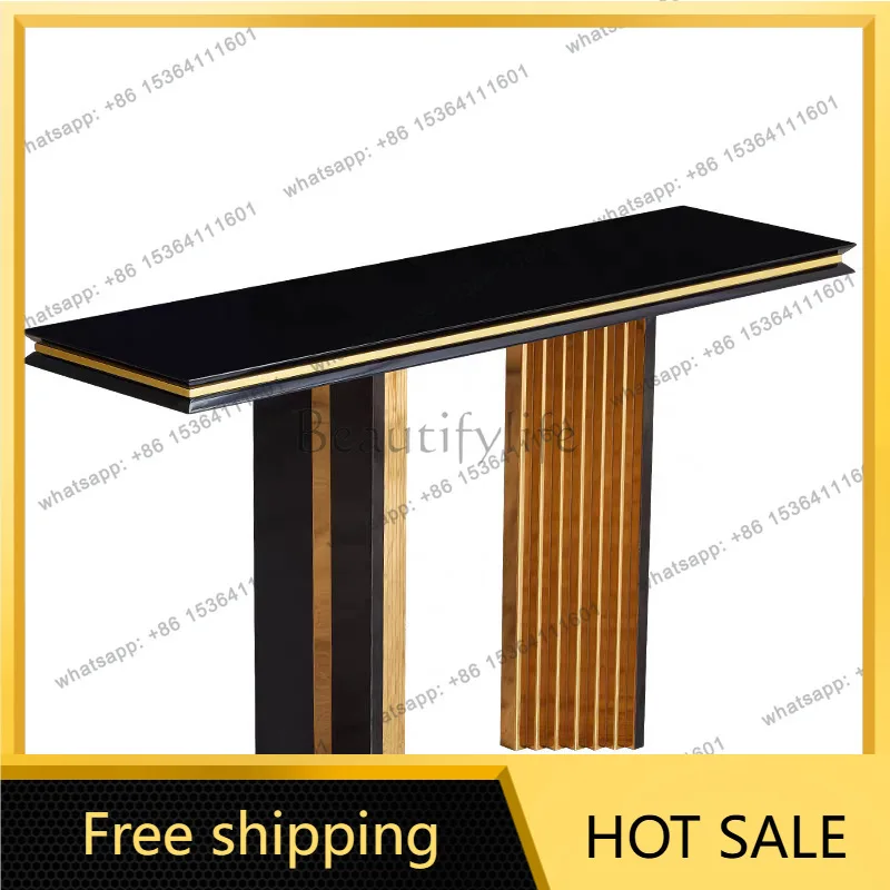 LS light luxury stainless steel tempered glass entrance table modern art foyer case end view table