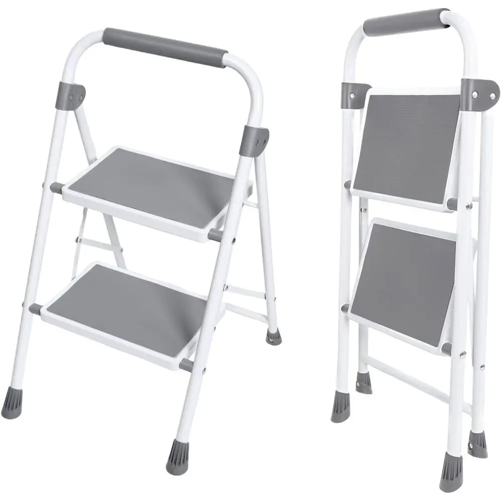 

2 Step Ladder, Portable Stool with Wide Non-Slip Pedal, oldable Step Stool Lightweight or Home Kitchen and Outdoor, Gray