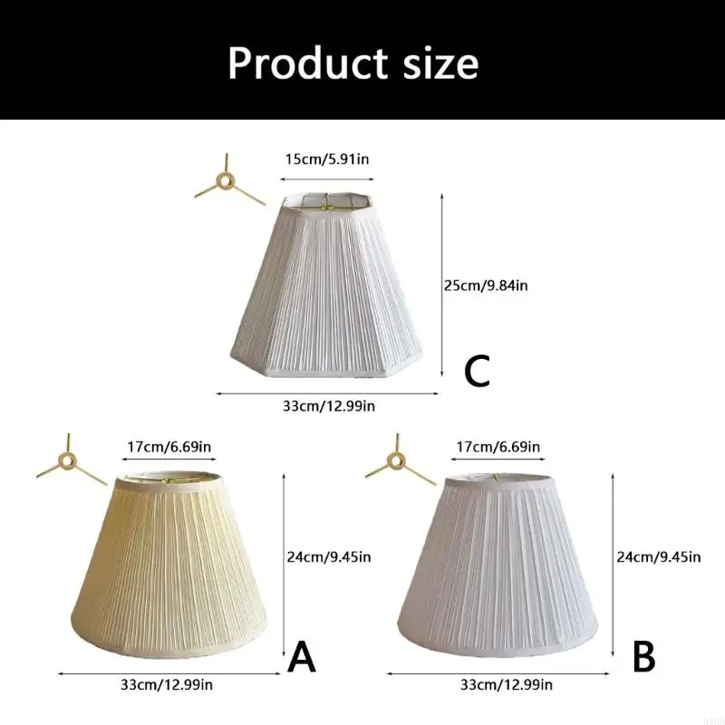 Pleated Fabric Lamp Shade with Harp Mount and Internal Metal Frame for Compatible Bedside, Table, and Floor Lamps 87HA